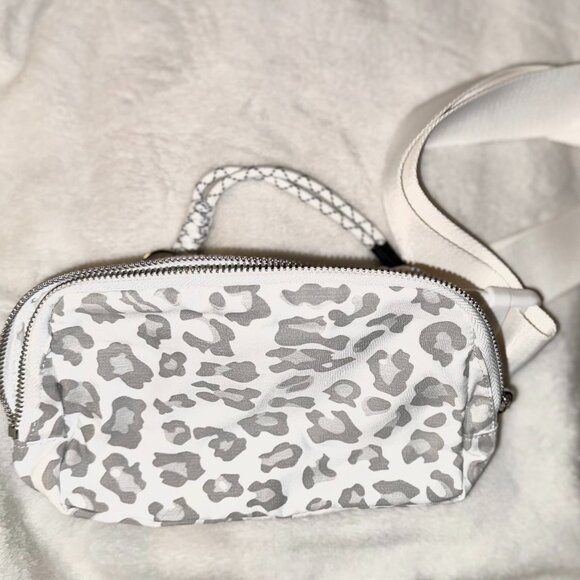 Iris & Rainbow 57" Long Strap Crossbody Bag - White Leopard Print - Picture 1 of 5